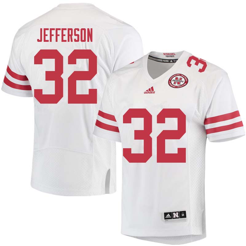 Men #32 Pernell Jefferson Nebraska Cornhuskers College Football Jerseys Sale-White